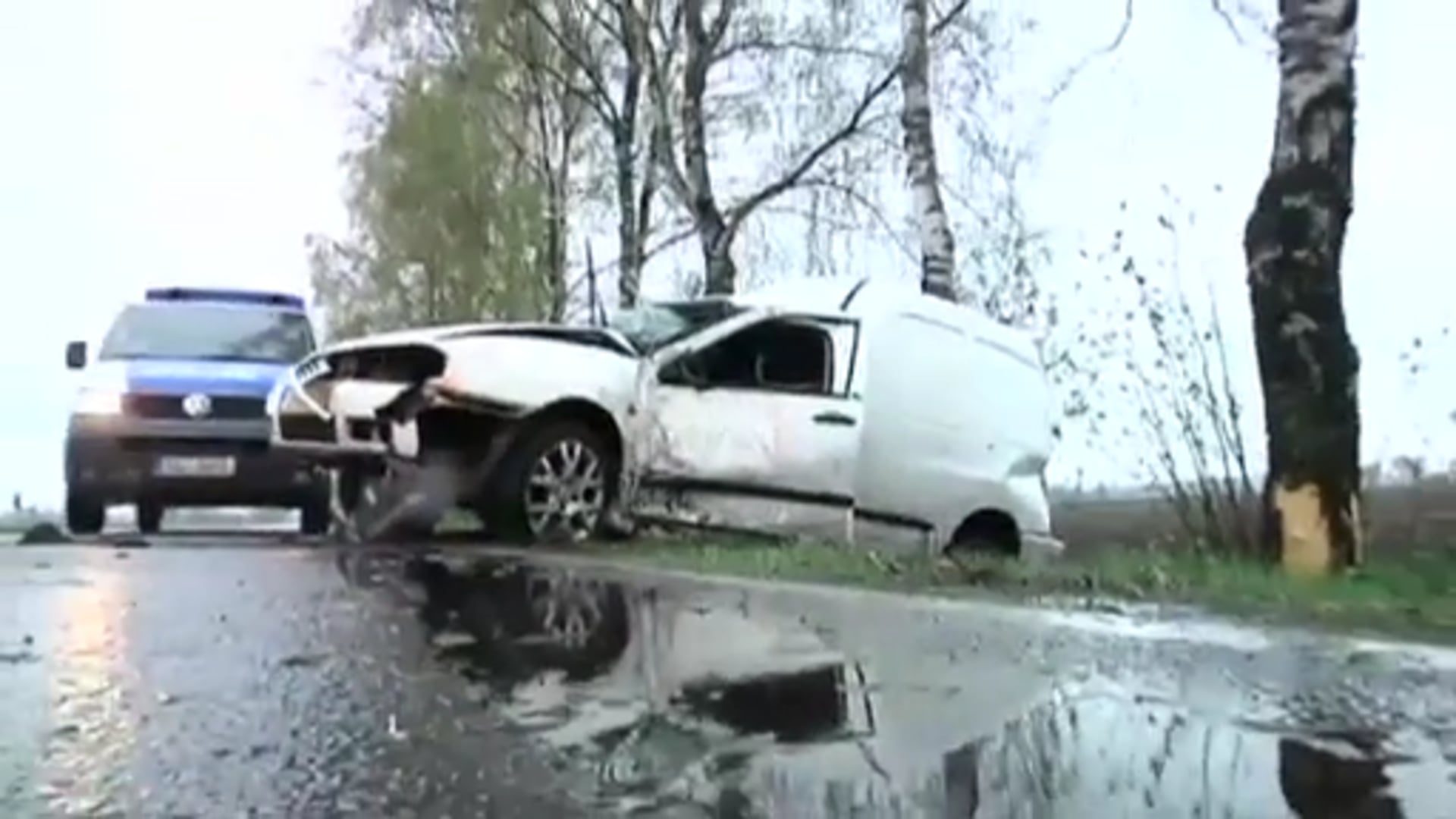 Nasse Straße: Auto prallt gegen Baum