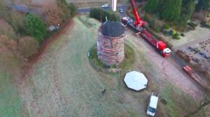 Dach der Uelsener Mühle hebt ab