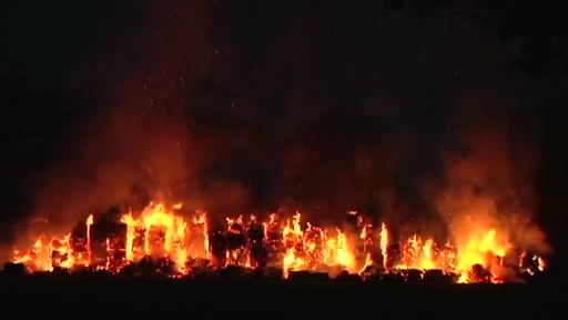 Hunderte Strohballen brennen in Dalum