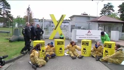 Greenpeace-Protest vor Lingener Brennelementefabrik