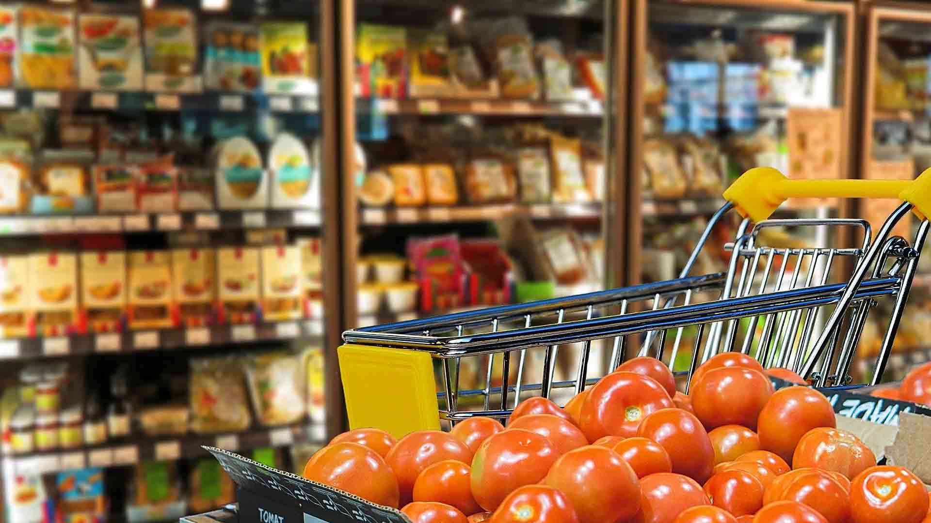 Symbol_Supermarkt, Lebensmittel. Einkaufen, Wagen, Gemuese