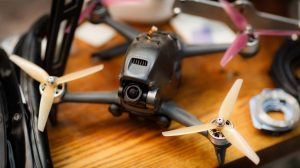 Workshop and repair production quadrocopter drones with parts stuff